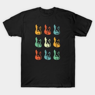 Bass Guitar Bodies Retro Theme T-Shirt